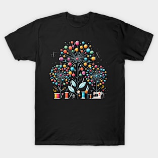 Sewing Dandelion Flower Art T-Shirt